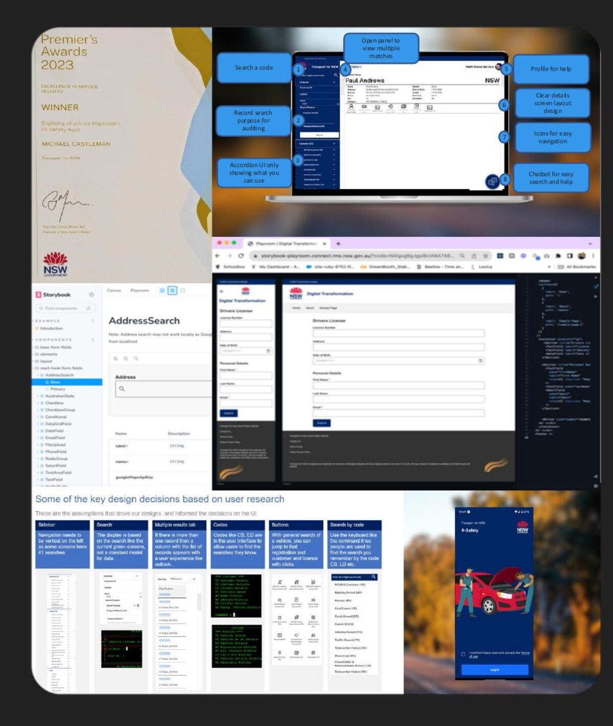 Transport for NSW — design system + Storybook form builder